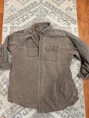 Carhartt Men's Washed Brown Button-Down Work Shirt